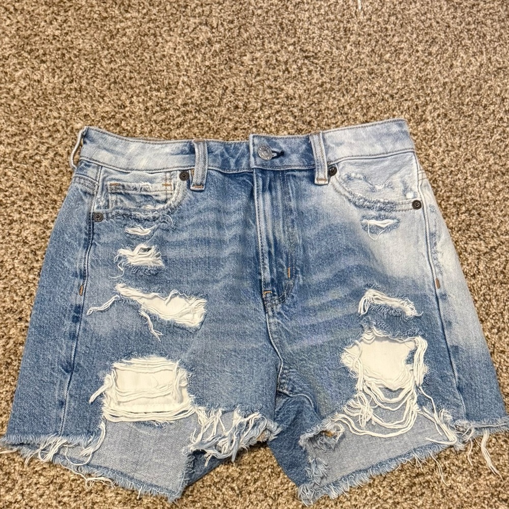 American Eagle Outfitters Light Blue Distressed Jean Shorts